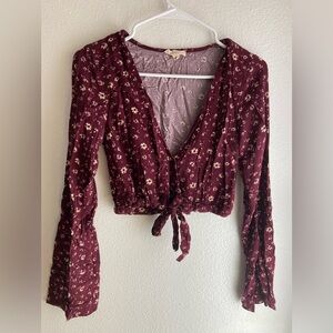 La Hearts Burgundy Floral Blouse